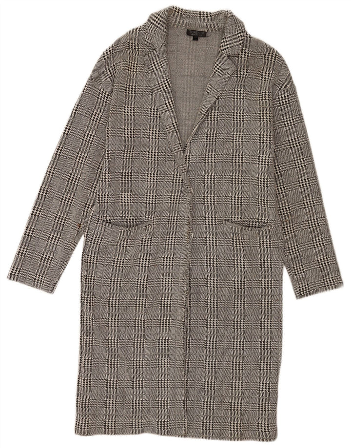 Topshop Manteau Femme UK 10 Petit Gris Pied-de-Poule Coton