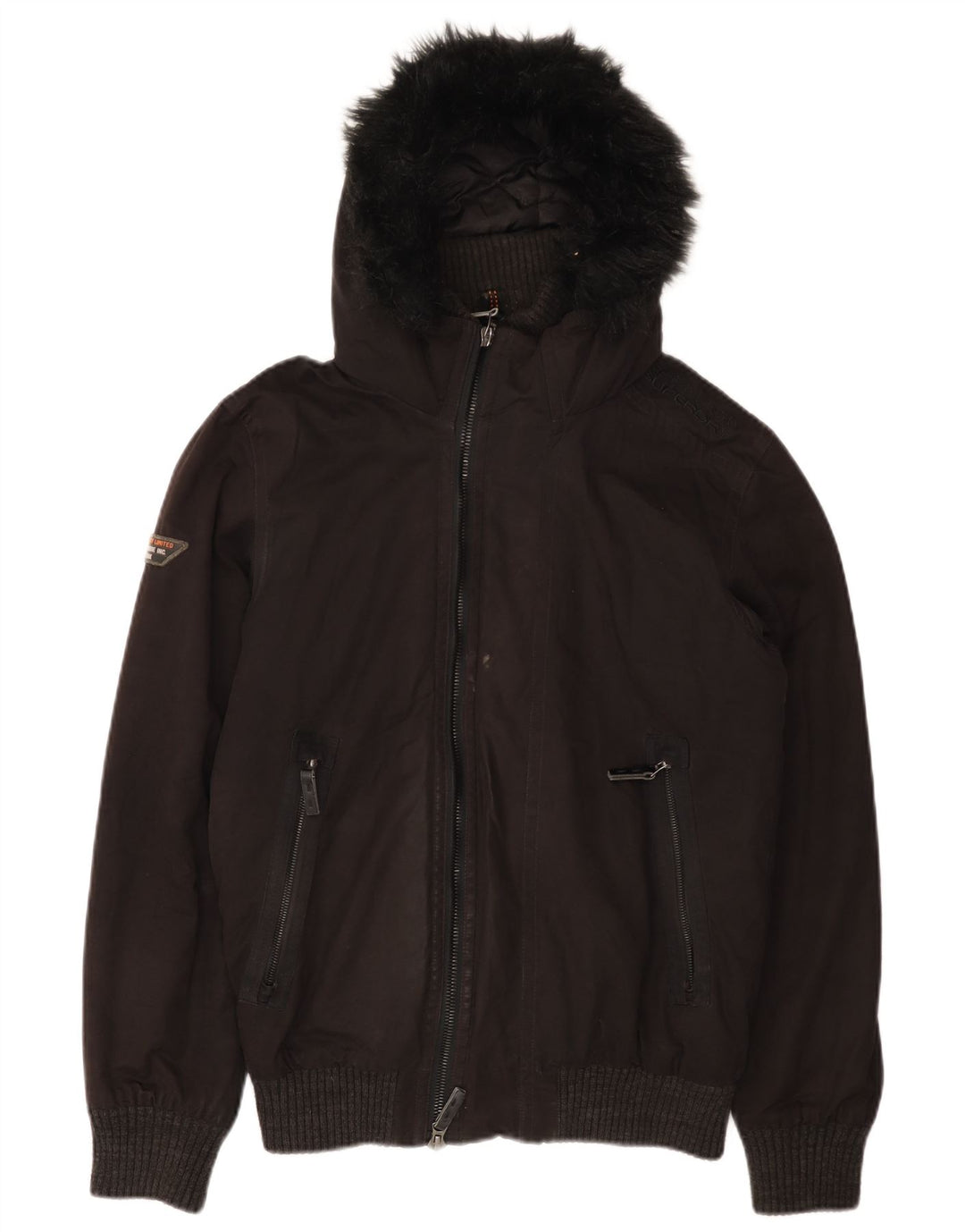 Superdry Veste bomber à capuche pour homme UK 38 Medium Noir