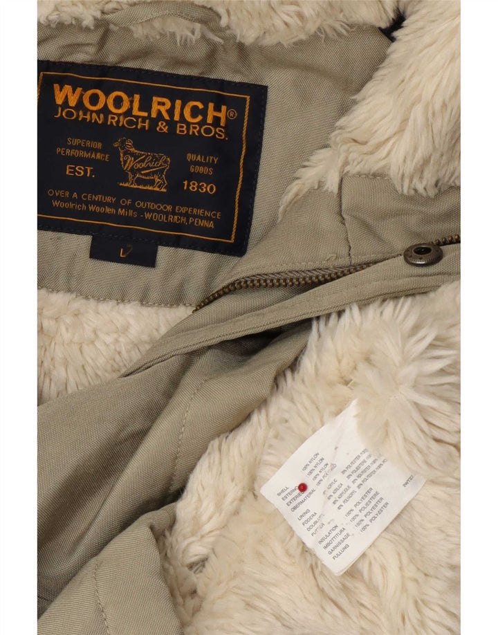 Woolrich Veste à capuche en peau de mouton pour homme UK 40 Large Kaki Nylon