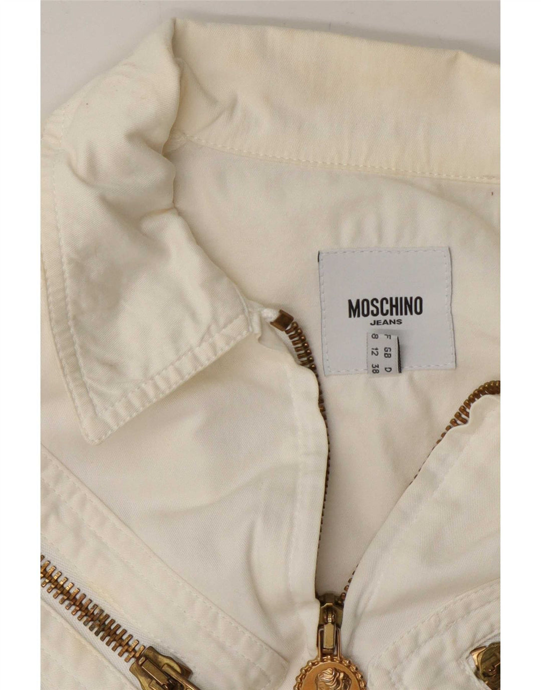 Moschino Veste Bomber Femme UK 12 Medium Off White Coton
