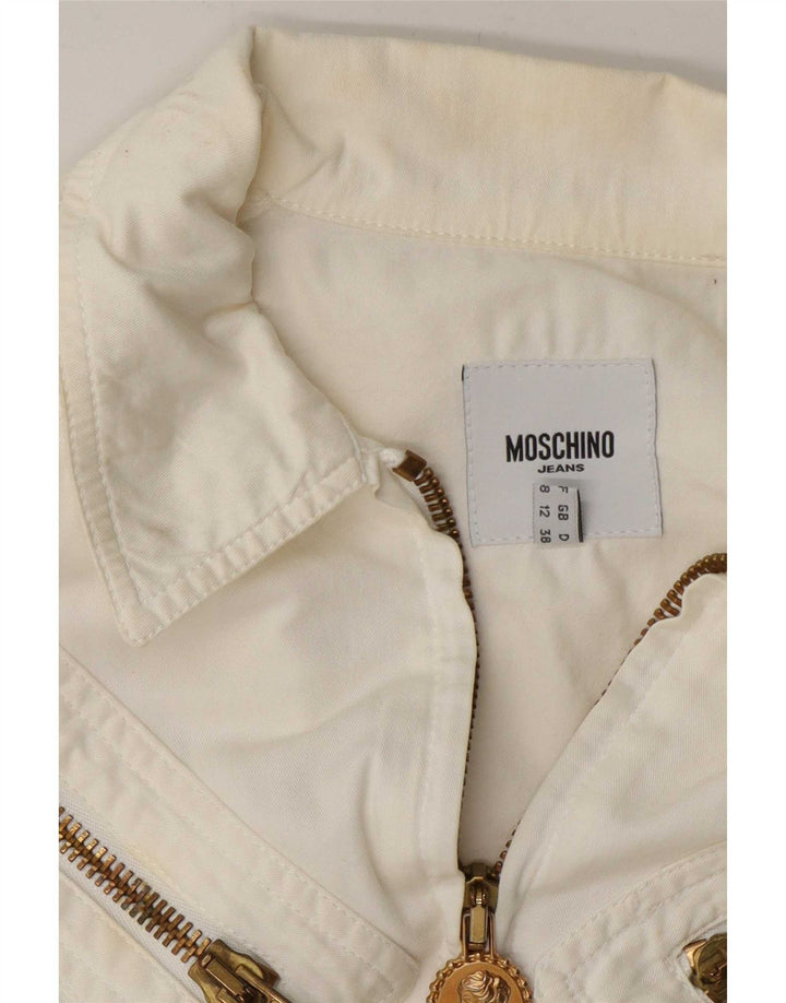 Moschino Veste Bomber Femme UK 12 Medium Off White Coton