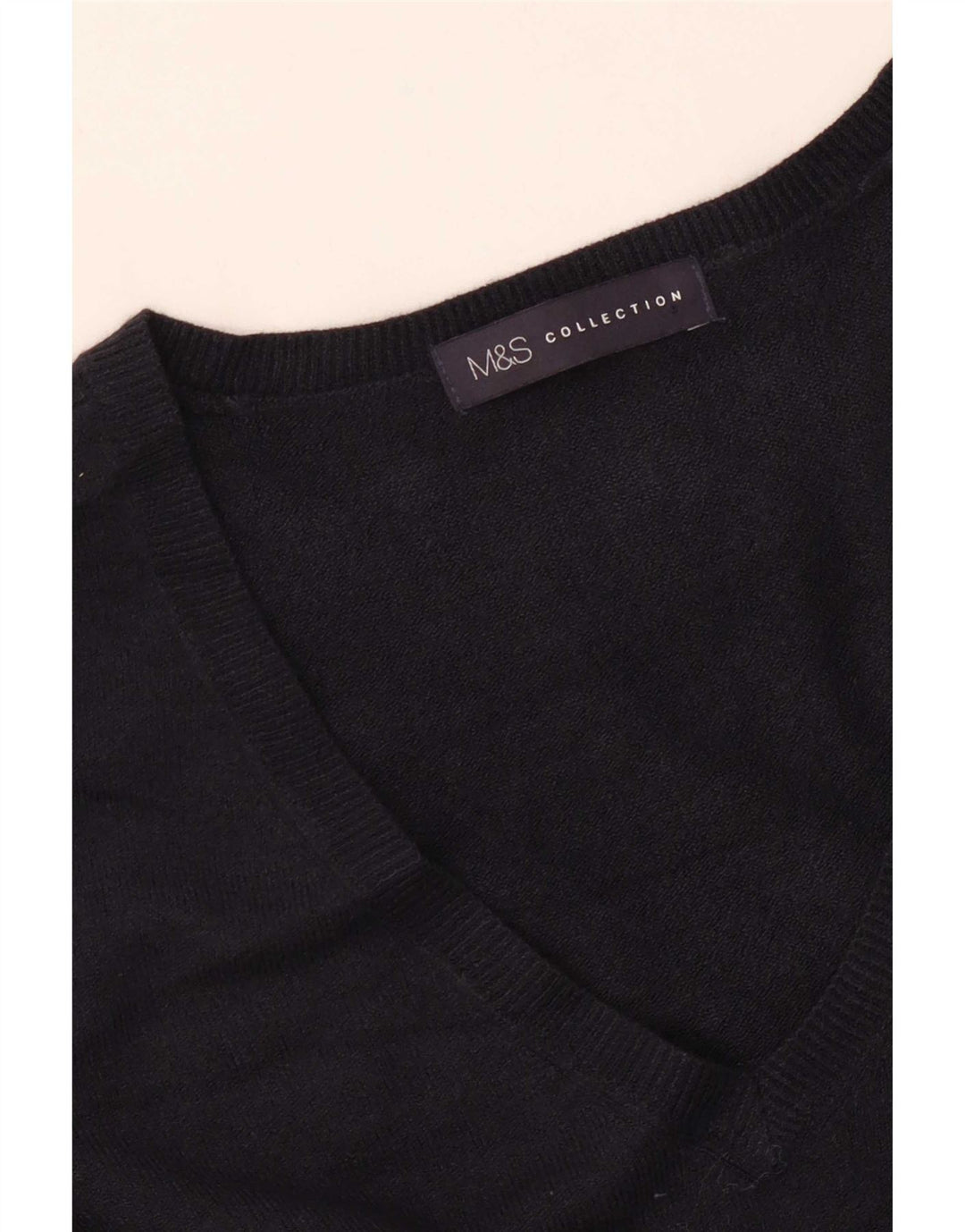 Marks & Spencer Pull col en V pour femme UK 16 Large Bleu marine