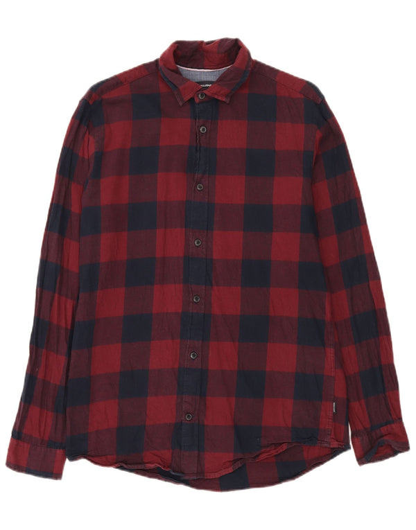 Jack & Jones Chemise Regular Fit en Flanelle Homme Rouge Moyen en Coton Vichy