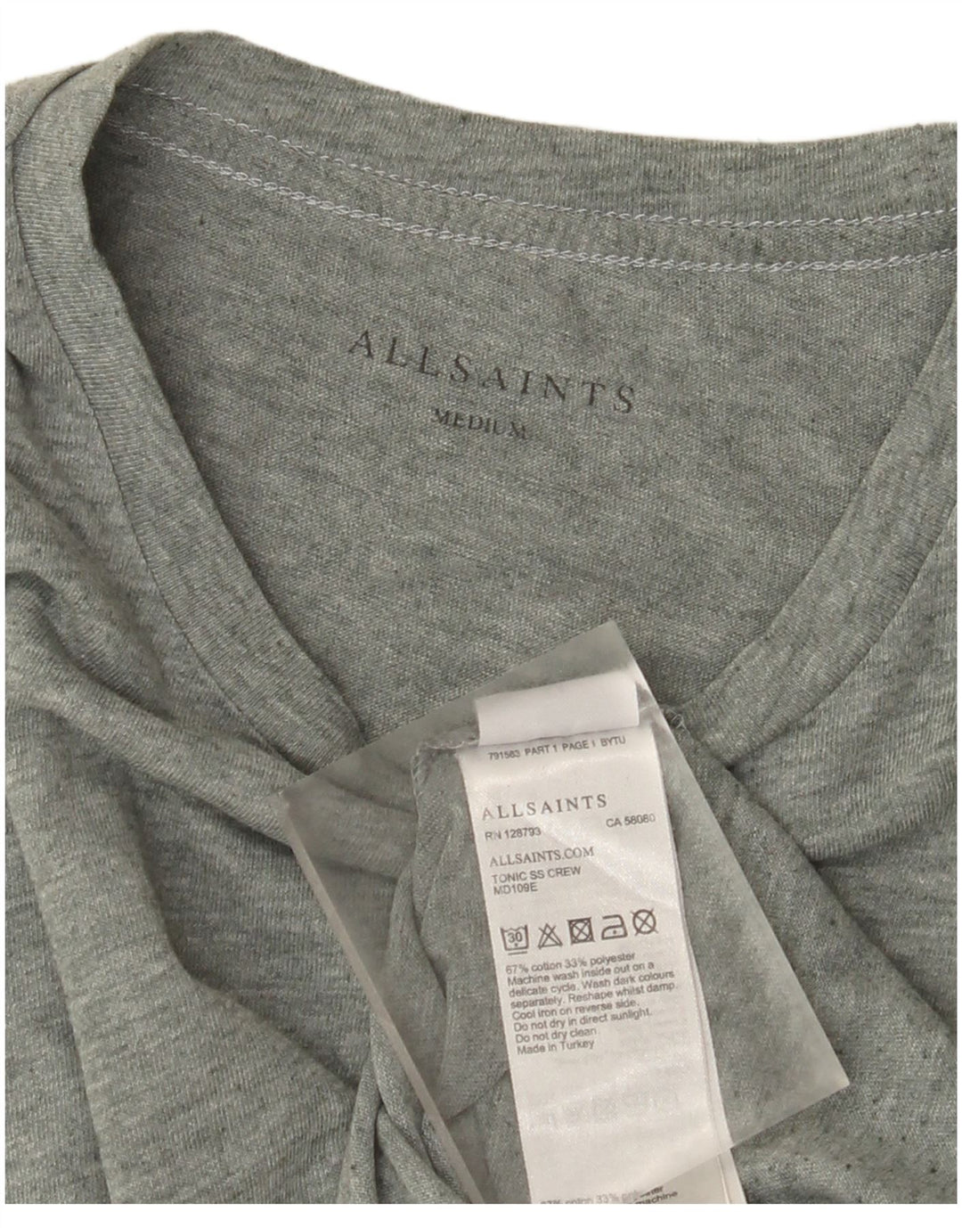 All Saints T-Shirt Homme Vert Moyen Coton