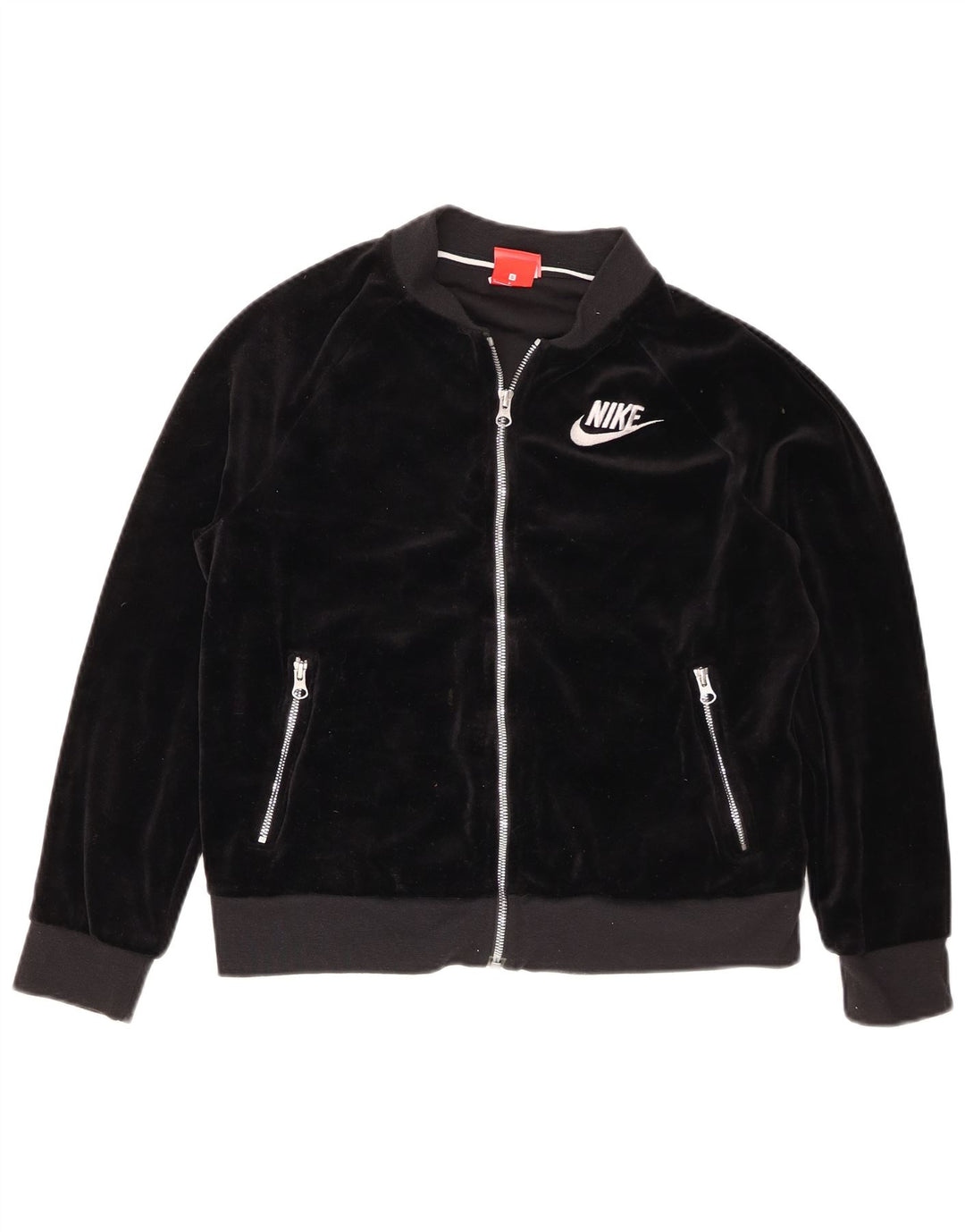 Nike Veste de survêtement surdimensionnée en velours pour femme UK 10 Petit Noir