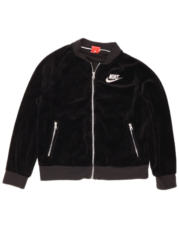 Nike Veste de survêtement surdimensionnée en velours pour femme UK 10 Petit Noir