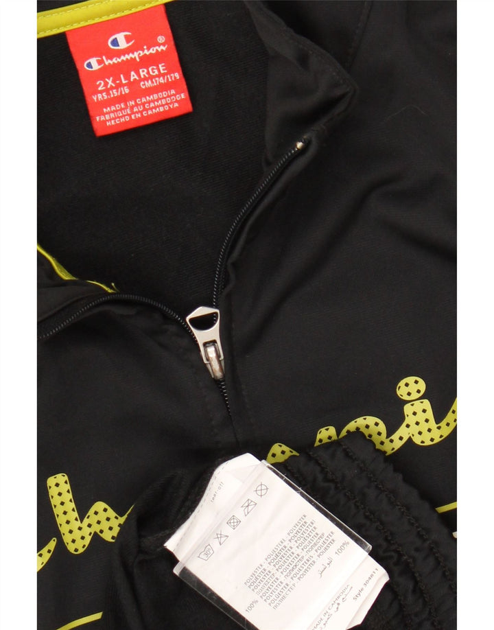 Champion Veste de survêtement graphique pour garçon 15-16 ans 2XL Noir Polyester