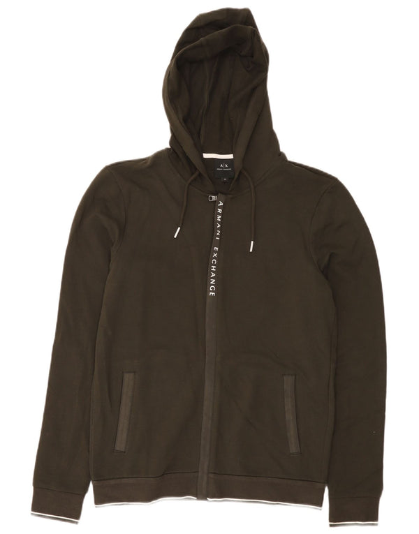 Armani Exchange Pull à capuche zippé XS en coton kaki pour homme