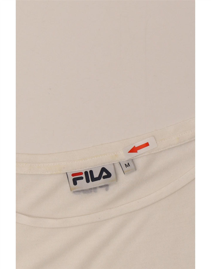 Fila Femme T-Shirt Oversize UK 14 Medium Blanc Rayé
