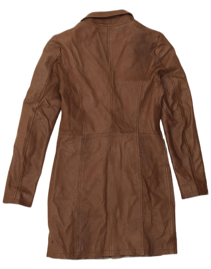 Sandro Ferrone Manteau en cuir pour femme UK 12 Cuir marron moyen