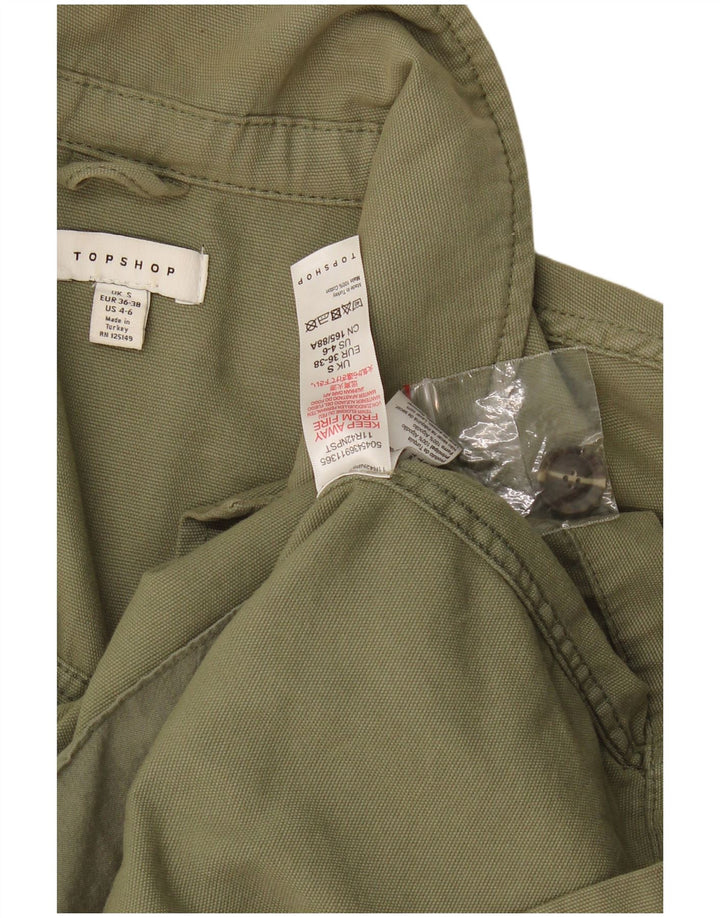 Topshop Veste utilitaire surdimensionnée pour femme UK 10 Petit coton kaki