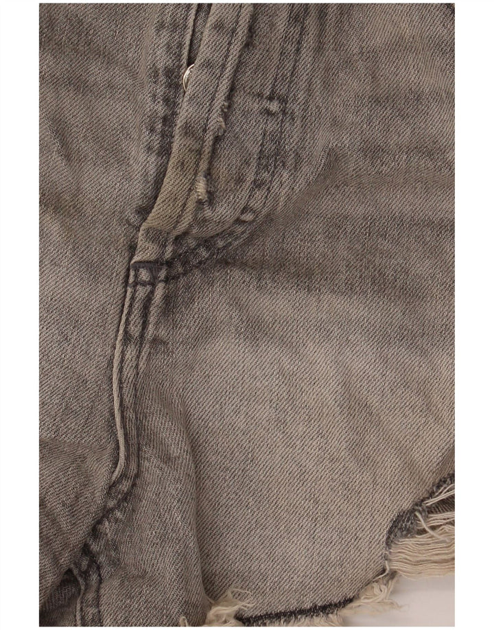 Zara Womens Denim Distressed Hot Pants EU 40 Medium W30 Gris Coton