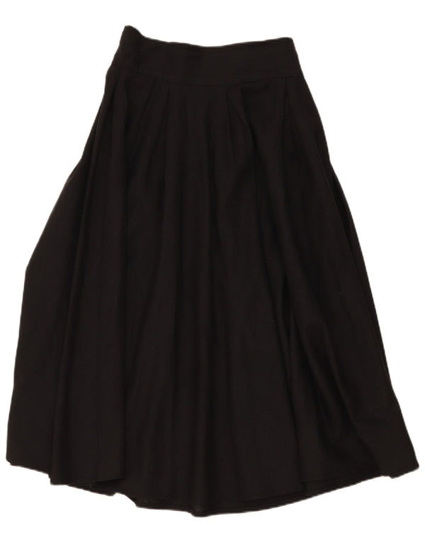 vintage Femme Taille Haute Jupe Évasée Plissée IT 46 Large W28 Noir