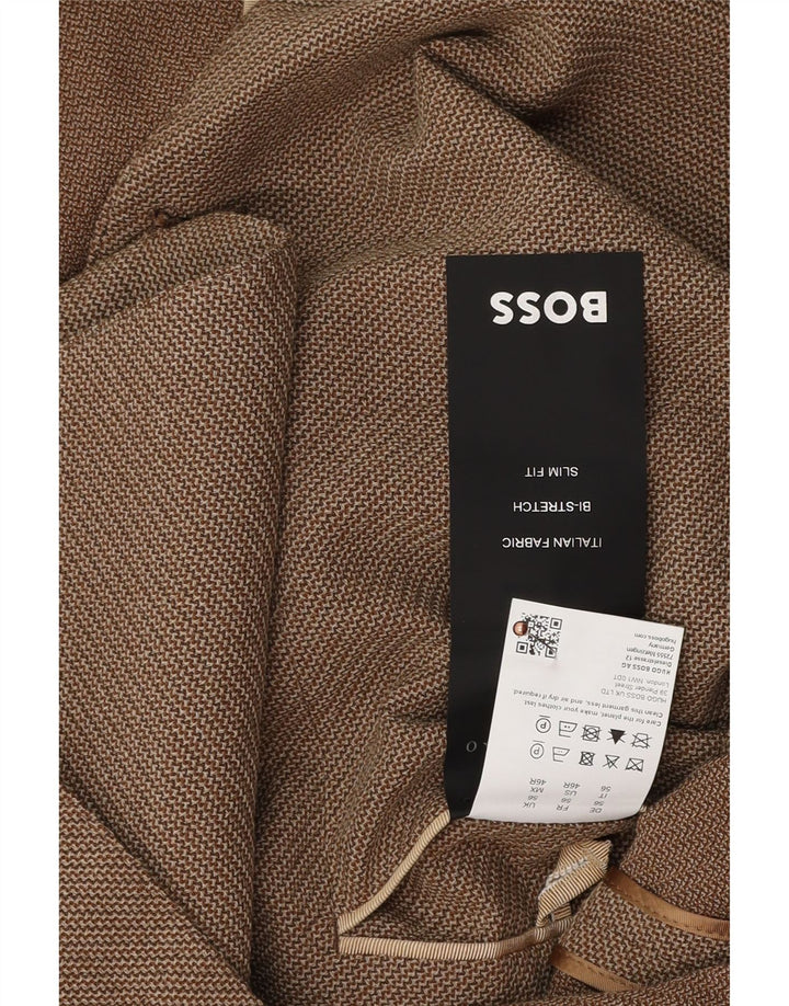 Hugo Boss Veste blazer coupe slim à 2 boutons pour homme EU 56 3XL Marron laine vierge