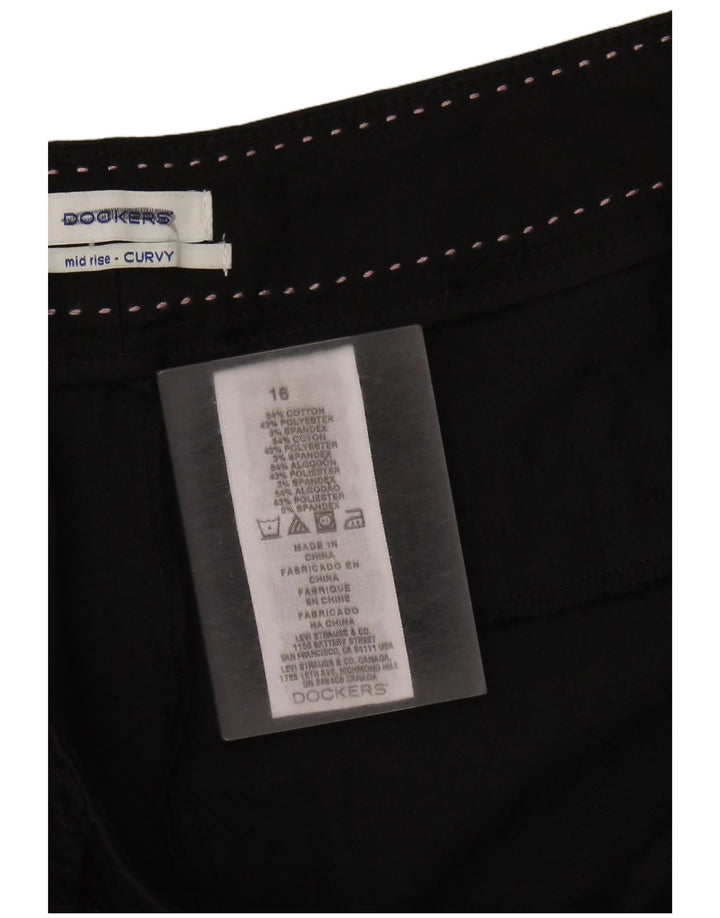 DOCKERS Pantalon Capri Curvy Taille Mi-haute pour Femme US 16 2XL W36 L21 Noir