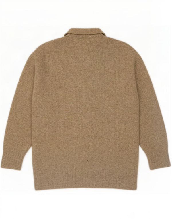 Zara Pull surdimensionné à col rond pour femme UK 14 Acrylique beige moyen