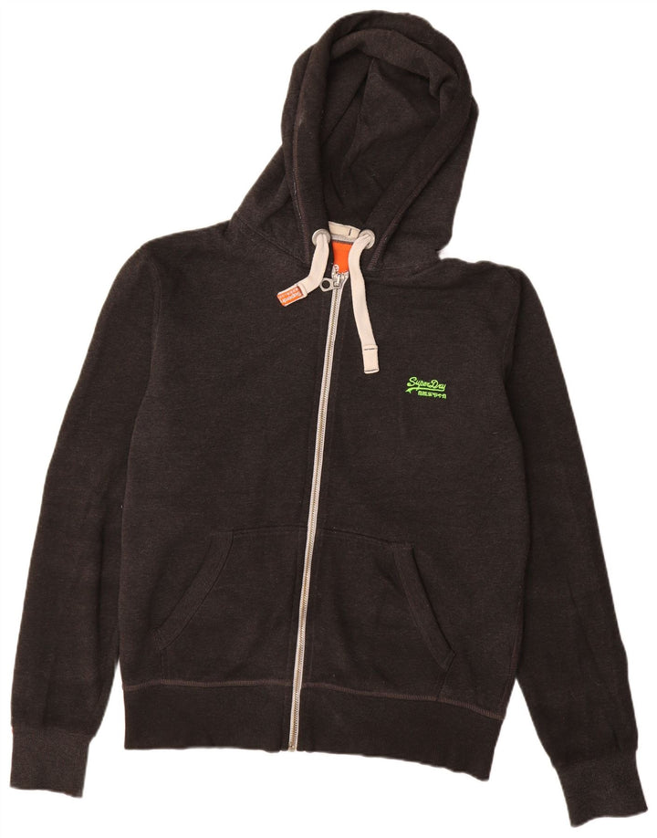 SUPERDRY Pull à capuche zippé pour hommes, grand coton gris