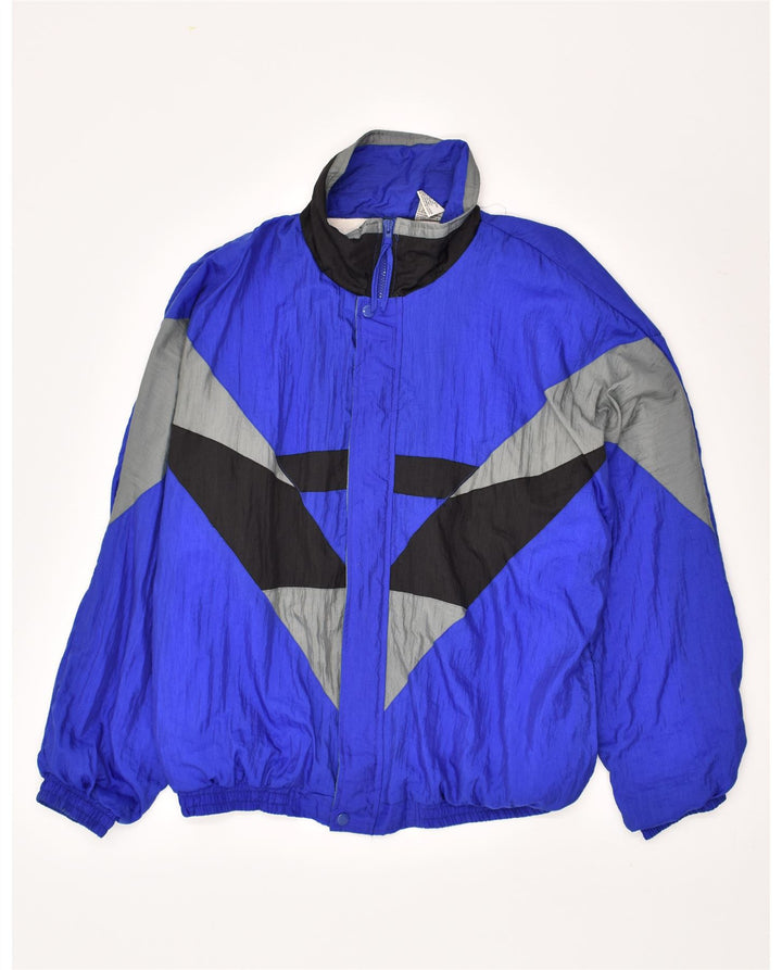 VINTAGE Mens Tracksuit Top Jacket XL Blue Colourblock Nylon Vintage Vintage and Second-Hand Vintage from Messina Hembry 