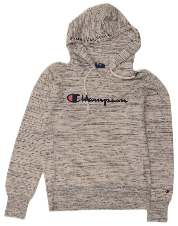 Champion Pull à capuche graphique pour femme UK 10 Petit coton moucheté gris
