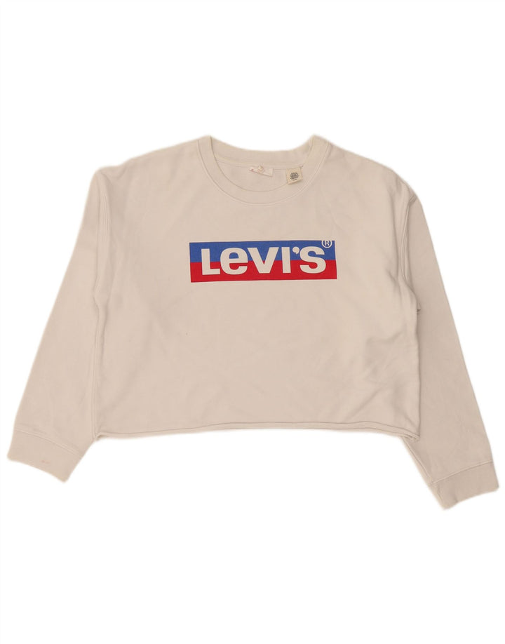 Levi's Sweat-shirt court surdimensionné pour femme UK 10 Petit Blanc