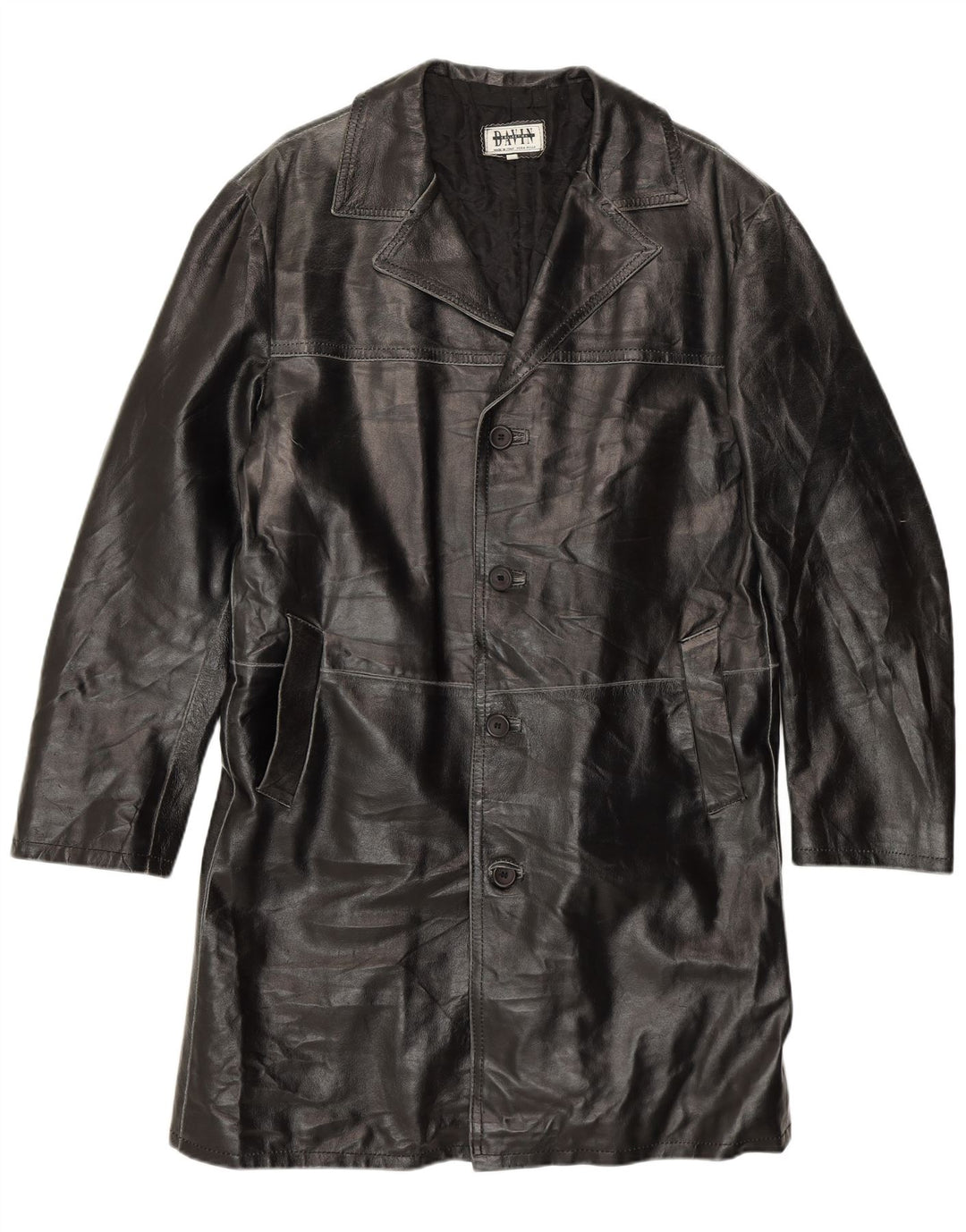 Davin Manteau en cuir pour homme UK 40 Grand cuir noir