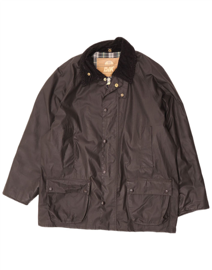 veste en coton ciré vintage pour hommes UK 38 Noir moyen