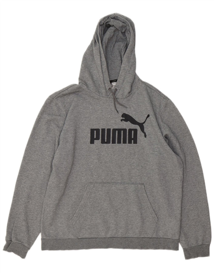 PUMA Pull à capuche graphique pour hommes, grand, gris, coton