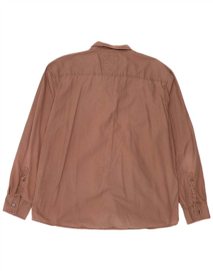 Chemise Homme Vintage XL Coton Marron
