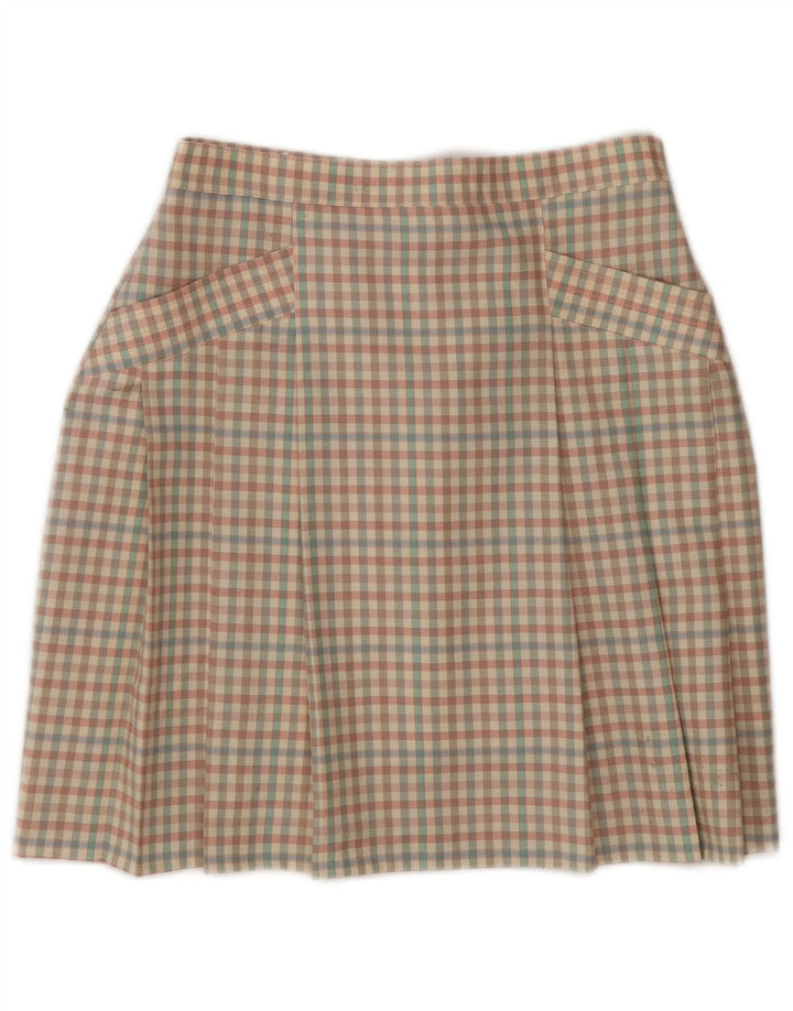vintage Femme Mini Jupe IT 42 Moyen W26 Laine Vichy Multicolore