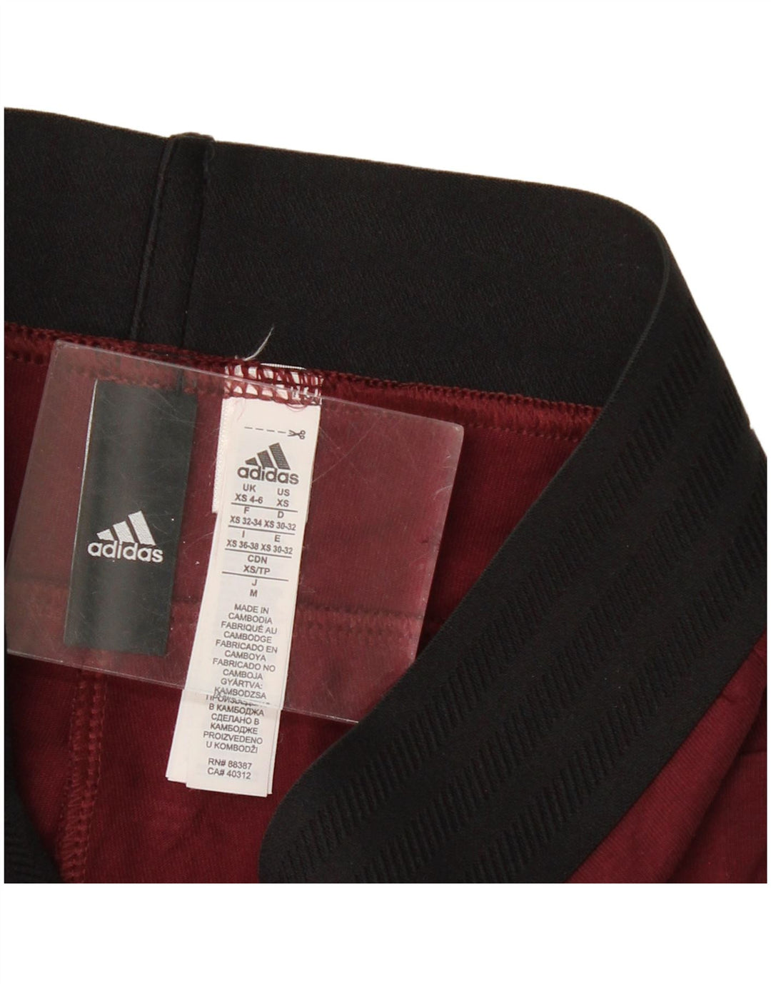 Adidas Leggings Femme UK 4/6 XS Coton Bordeaux