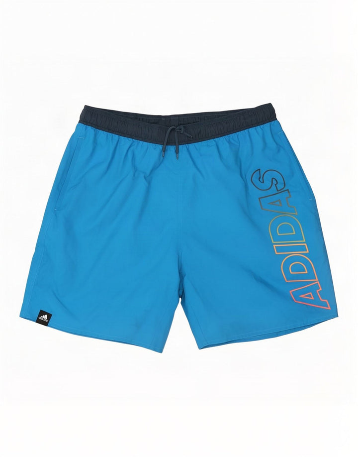 Adidas Short de sport graphique pour hommes, grand bleu, polyester color block