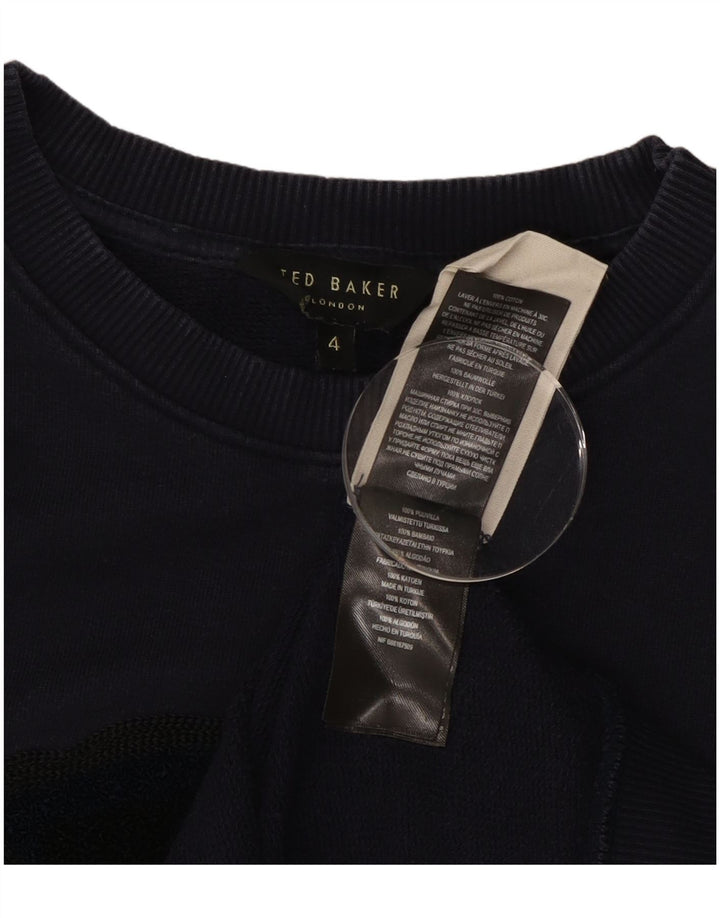 TED BAKER Sweat-shirt surdimensionné pour femme Taille 4 Grand Bleu Marine Floral