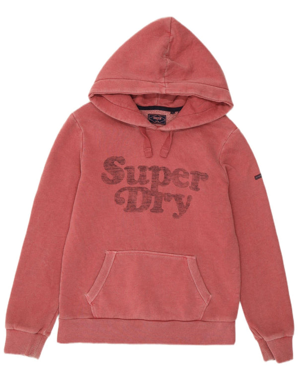 Superdry Womens Graphic Hoodie Jumper UK 10 Small Pink Cotton