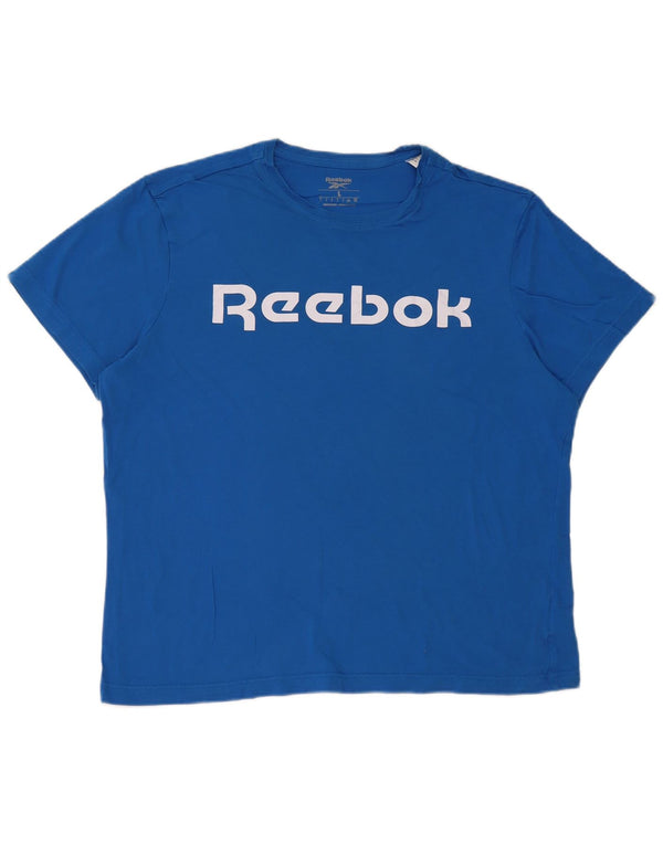 Reebok T-shirt graphique régulier à manches courtes pour hommes, grand bleu, coton
