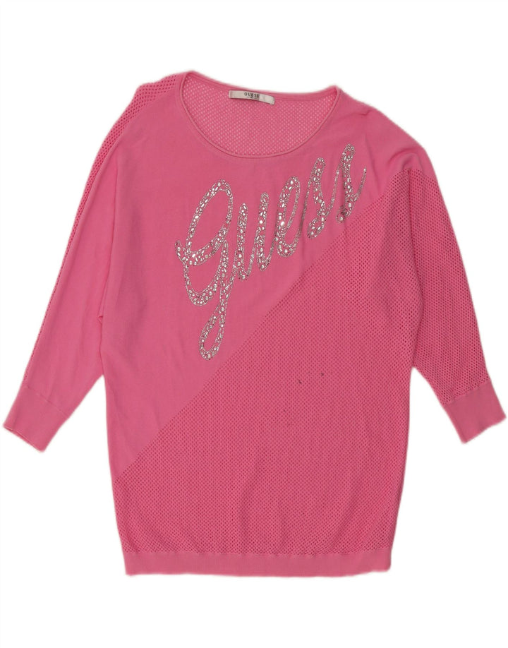 GUESS Robe sweat-shirt graphique pour femme UK 18 XL Rose