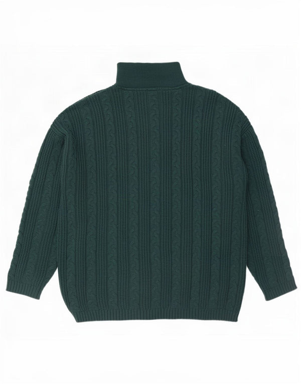 vintage Homme Zip Neck Jumper Pull XL Vert