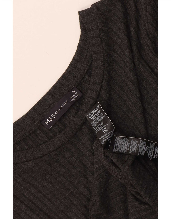 Marks & Spencer Robe longue à manches longues pour femme UK 16 Large Gris Polyester