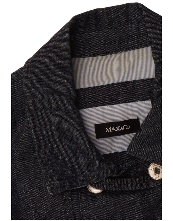 MAX & CO. Womens Denim Double Breasted Coat IT 42 Medium Blue Cotton