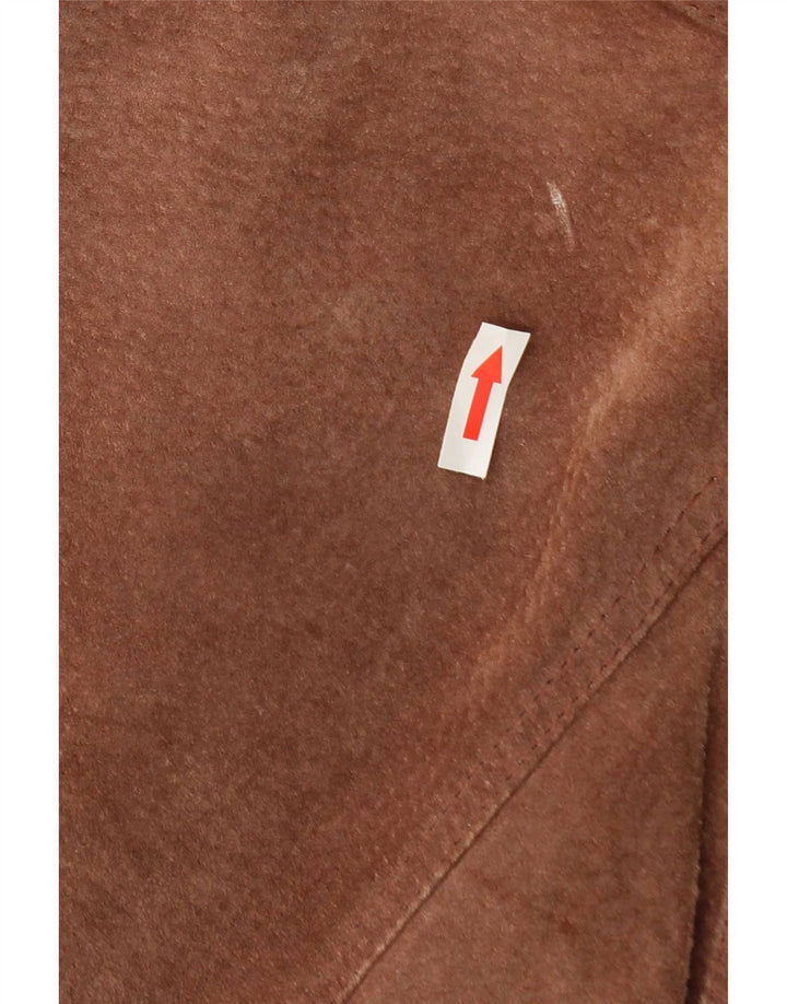 C&A Manteau coupe-vent en daim Canda pour femme UK 16 Grand cuir marron