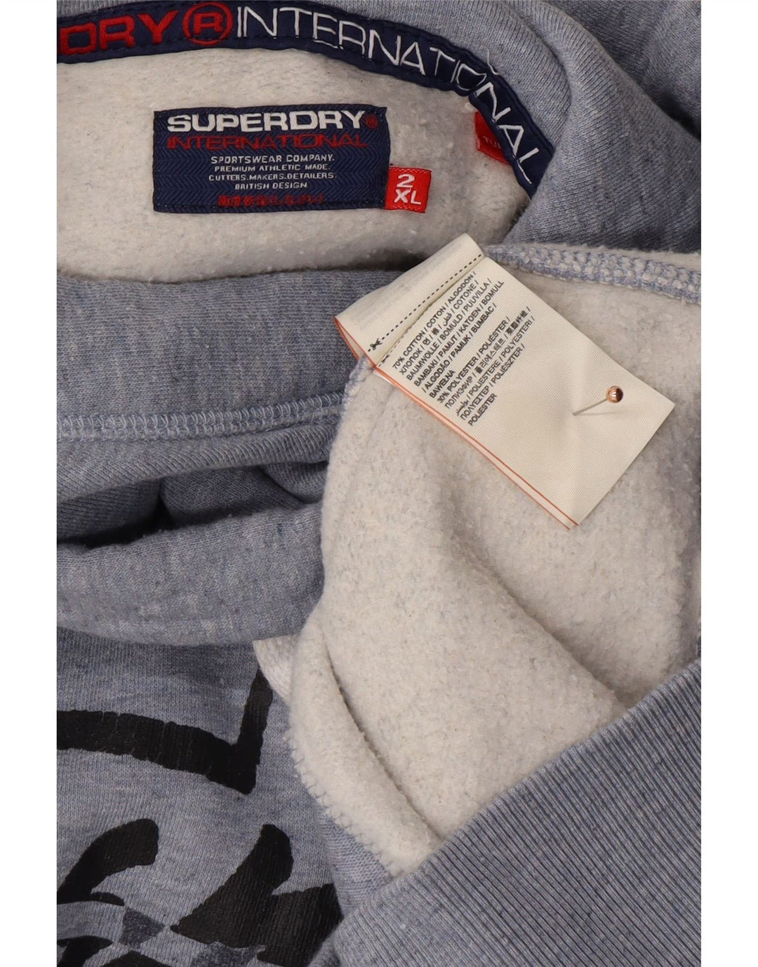 SUPERDRY Pull à capuche graphique pour homme 2XL Bleu Coton