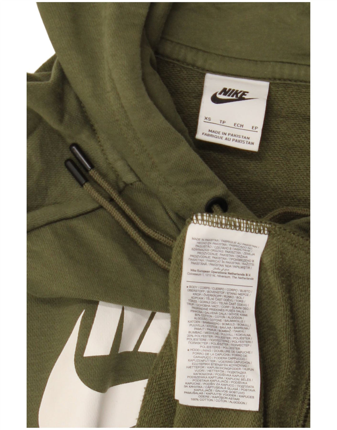 NIKE Pull à capuche graphique pour femme UK 6 XS Kaki Coton