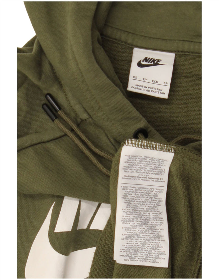 NIKE Pull à capuche graphique pour femme UK 6 XS Kaki Coton