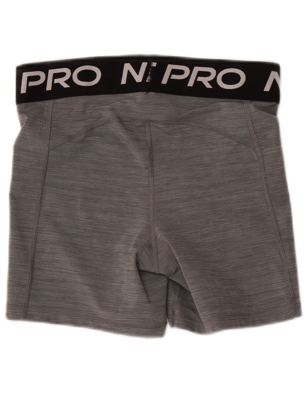 Nike Womens Dri Fit Graphic Sport Shorts UK 12 Medium Grey Colourblock