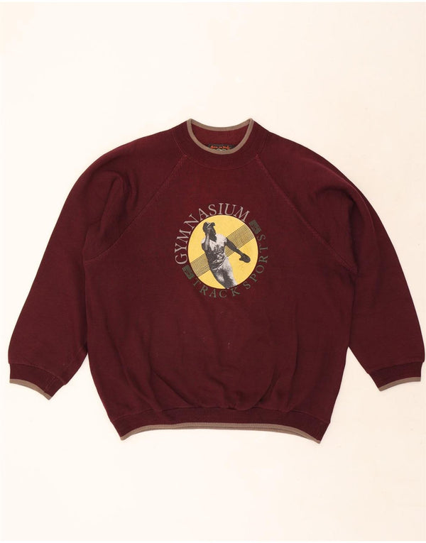 vintage Mens Graphic Sweatshirt Jumper Grand Coton Bordeaux