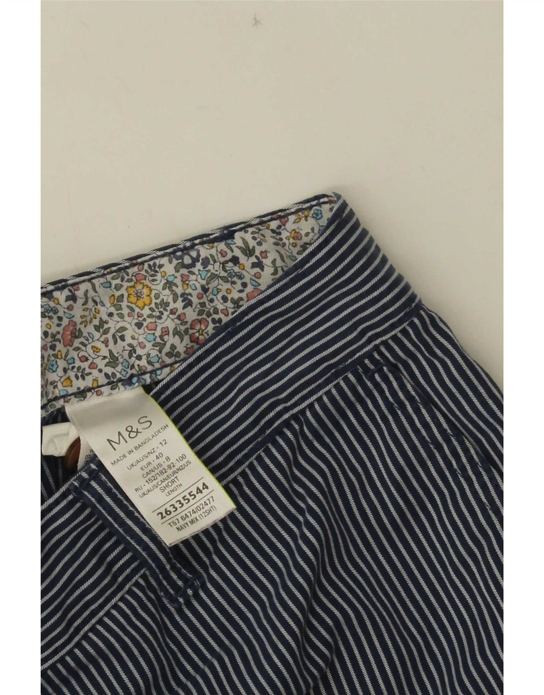 Marks & Spencer Pantalon court pour femme UK 12 Medium W32 L25 Bleu marine