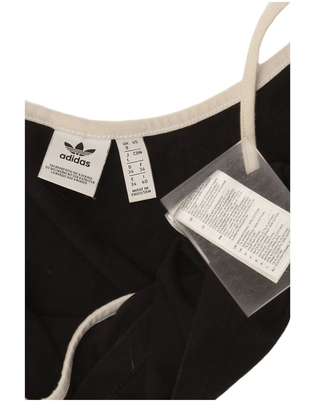 Adidas Femmes Crop Cami Top UK 8 Petit Noir Coton
