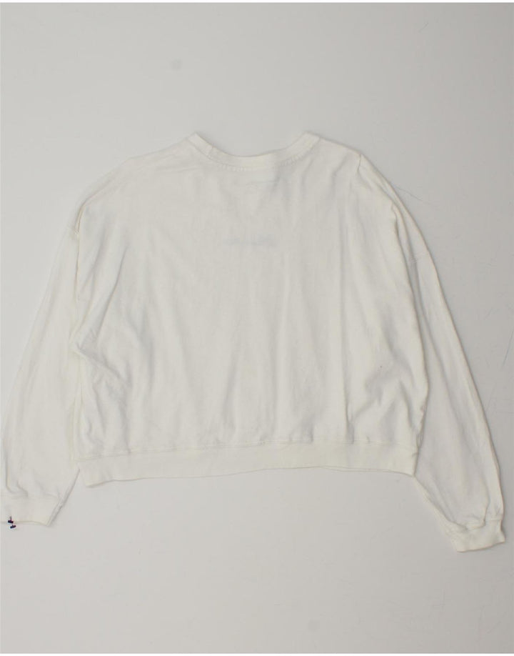 CHAMPION Womens Crop Oversized Sweatshirt Jumper UK 10 Small White Cotton Vintage Champion and Second-Hand Champion from Messina Hembry 