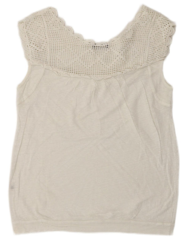 Massimo Dutti Chemisier sans manches pour femme UK 16 Large Blanc