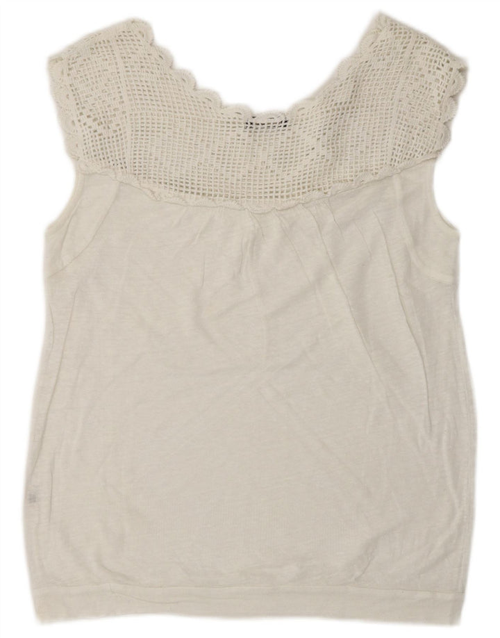 Massimo Dutti Chemisier sans manches pour femme UK 16 Large Blanc