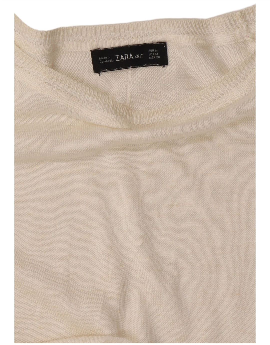 ZARA Femme Pull Col Bateau UK 14 Medium Blanc